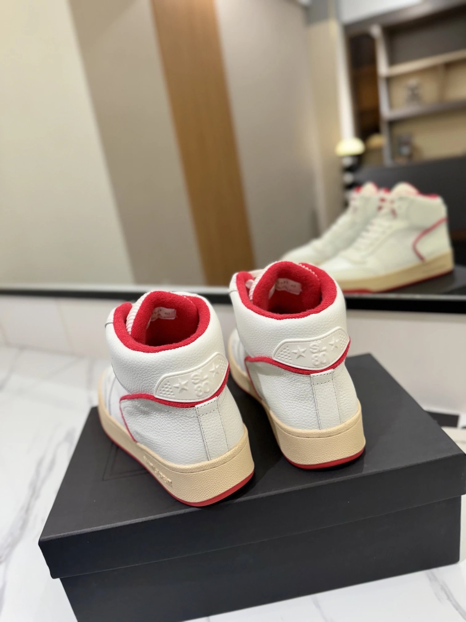 Saint Laurent SL61 Sneakers White Red - Gallery Image 6 - Detailed View