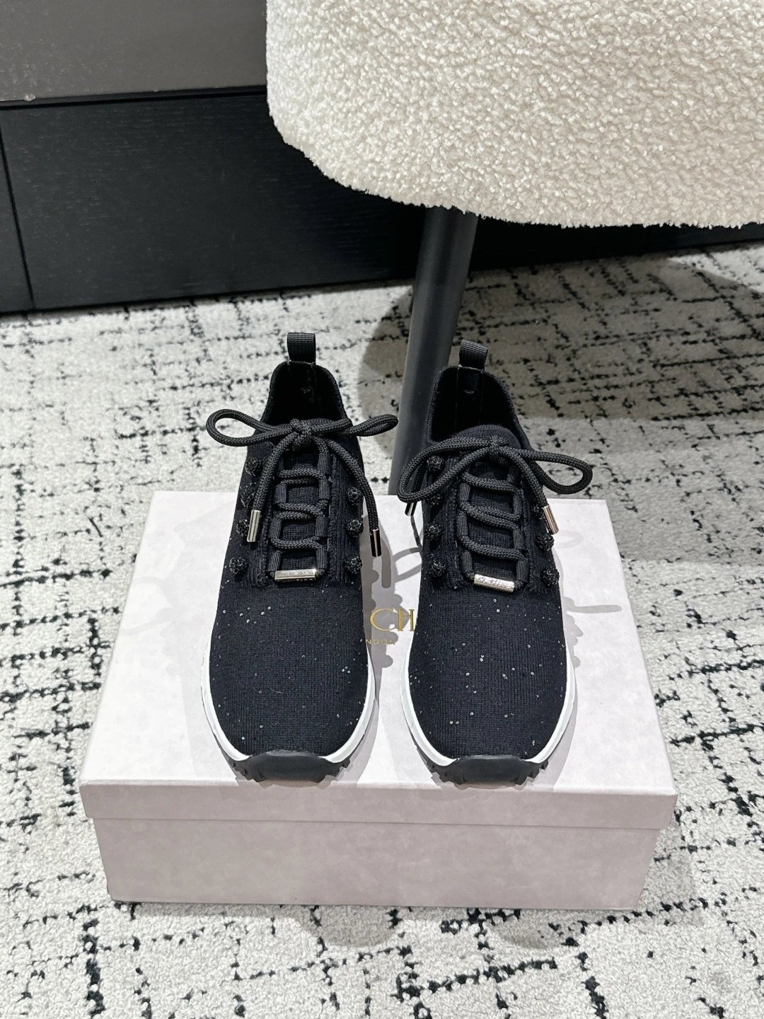Jimmy Choo Knit Sneakers Black - Gallery Image 2 - Detailed View