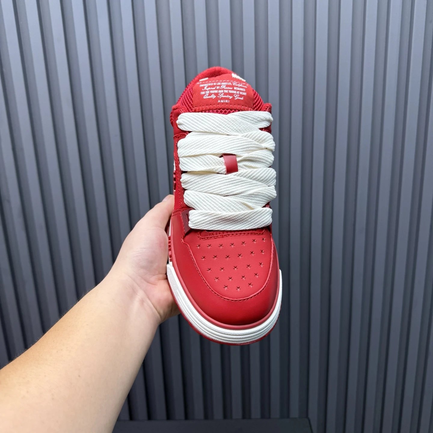 Low Top Leather Skate Sneakers Unisex Crimson Red - Gallery Image 4 - Detailed View