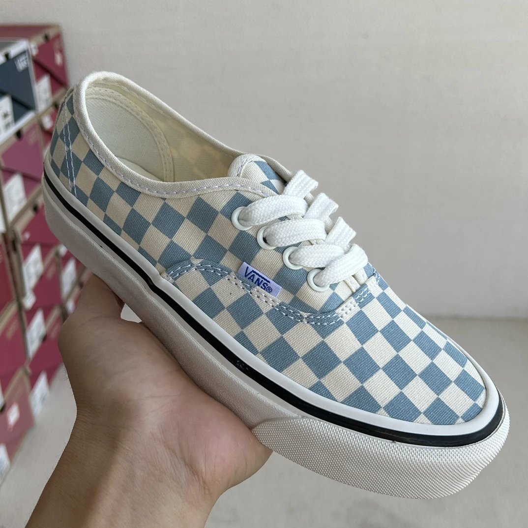 Checkerboard Canvas Low Top Skate Shoes Milk Blue - Gallery Image 7 - Detailed View