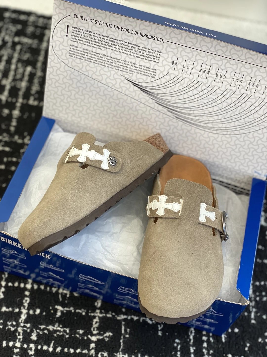 Birkenstock x Chrome Heart Suede Clogs Beige - Gallery Image 5 - Detailed View