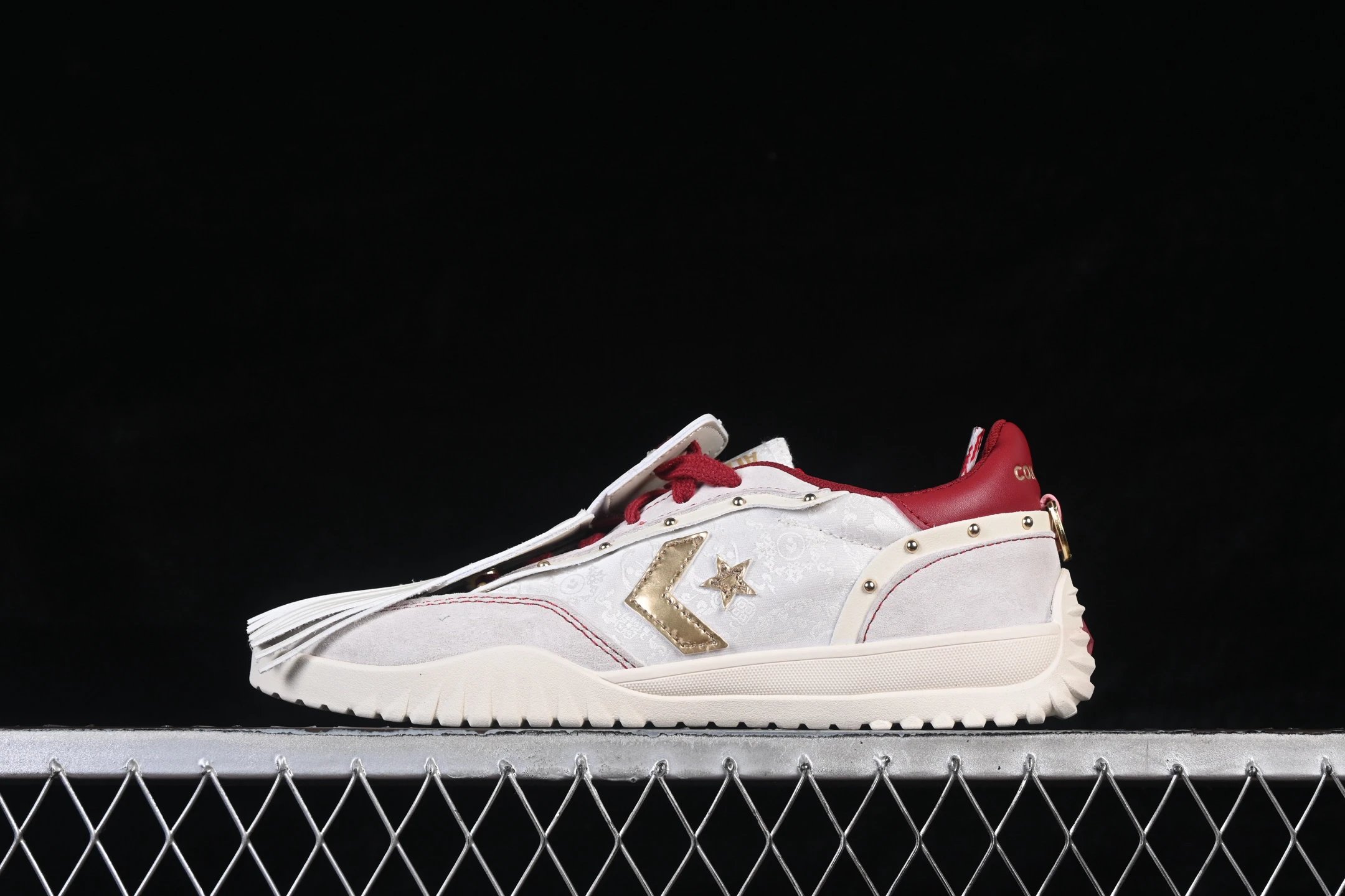 Year of the Horse Leather Low Top Sneakers Ivory Red - Gallery Image 1 - Detailed View
