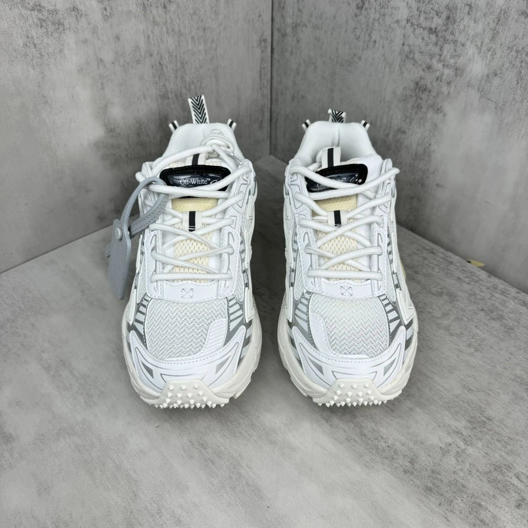 Chunky Mesh Leather EVA Running Sneakers Ice White - Gallery Image 4 - Detailed View