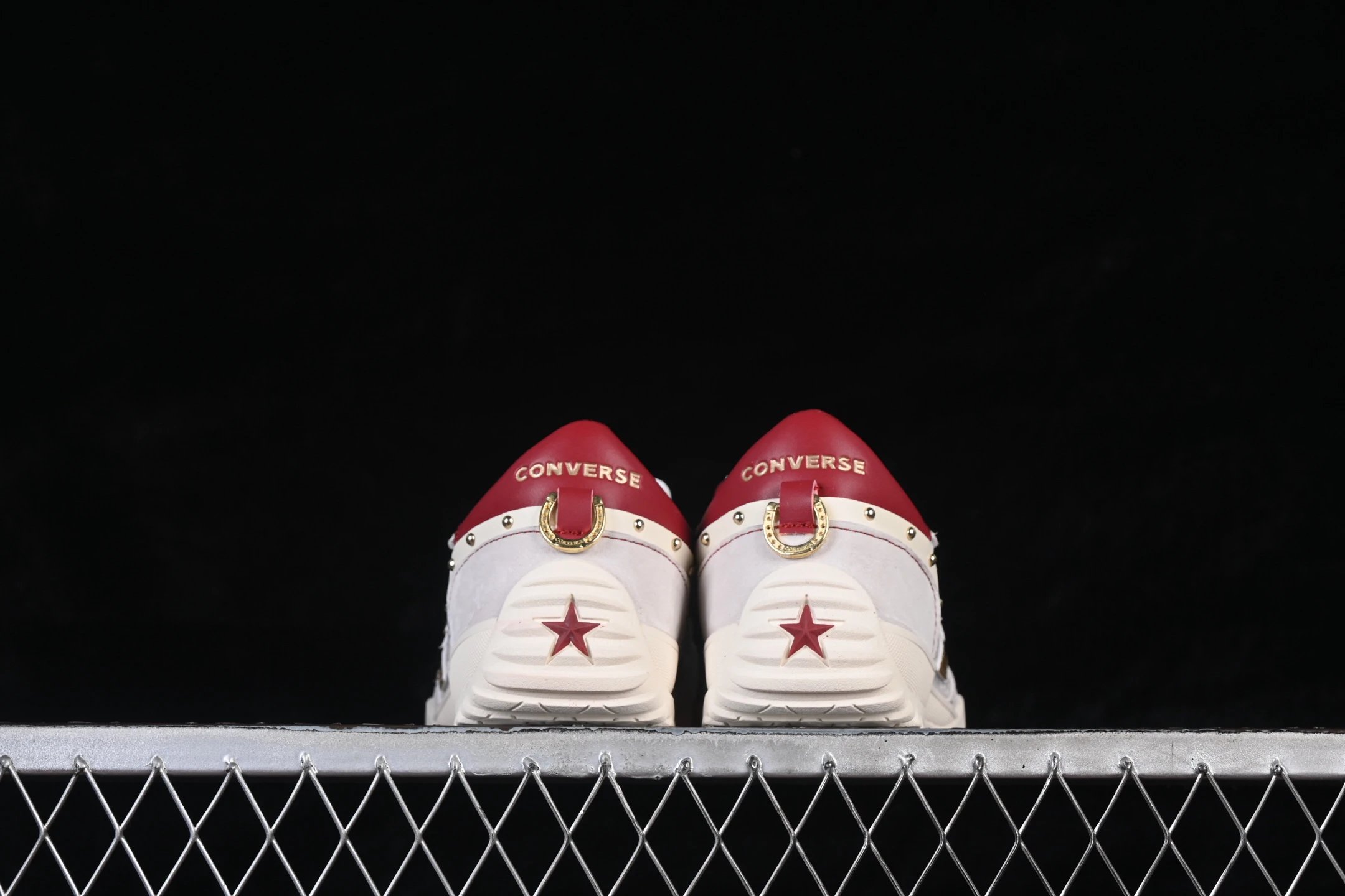 Year of the Horse Leather Low Top Sneakers Ivory Red - Gallery Image 6 - Detailed View