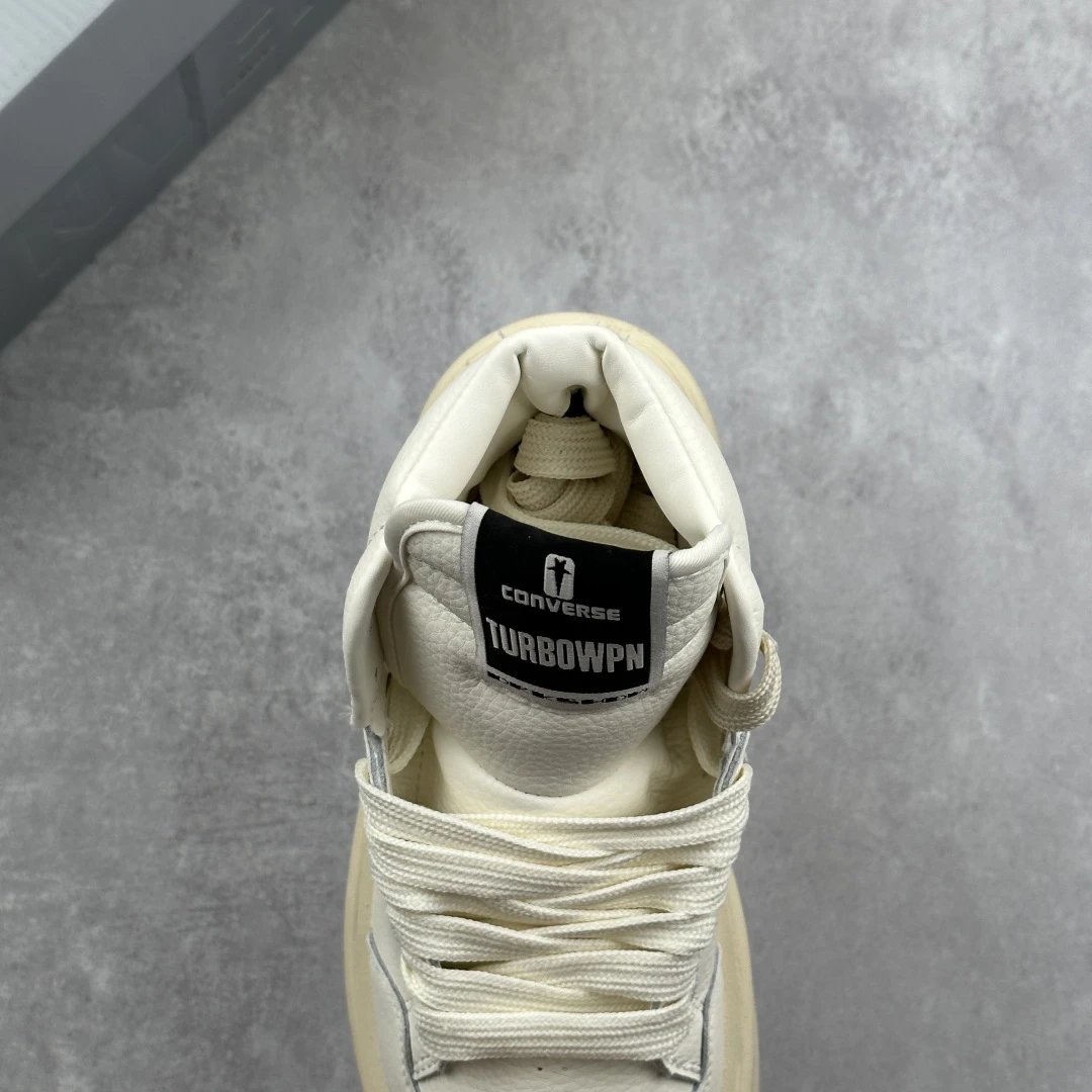 Retro High Top Leather Sneakers Ivory - Gallery Image 5 - Detailed View
