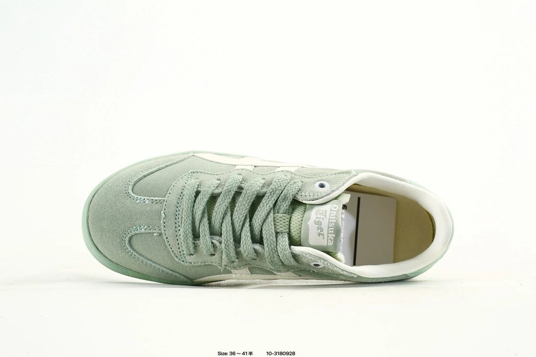 Retro Suede Low Top Sneakers with T-Toe Sage Green - Gallery Image 4 - Detailed View