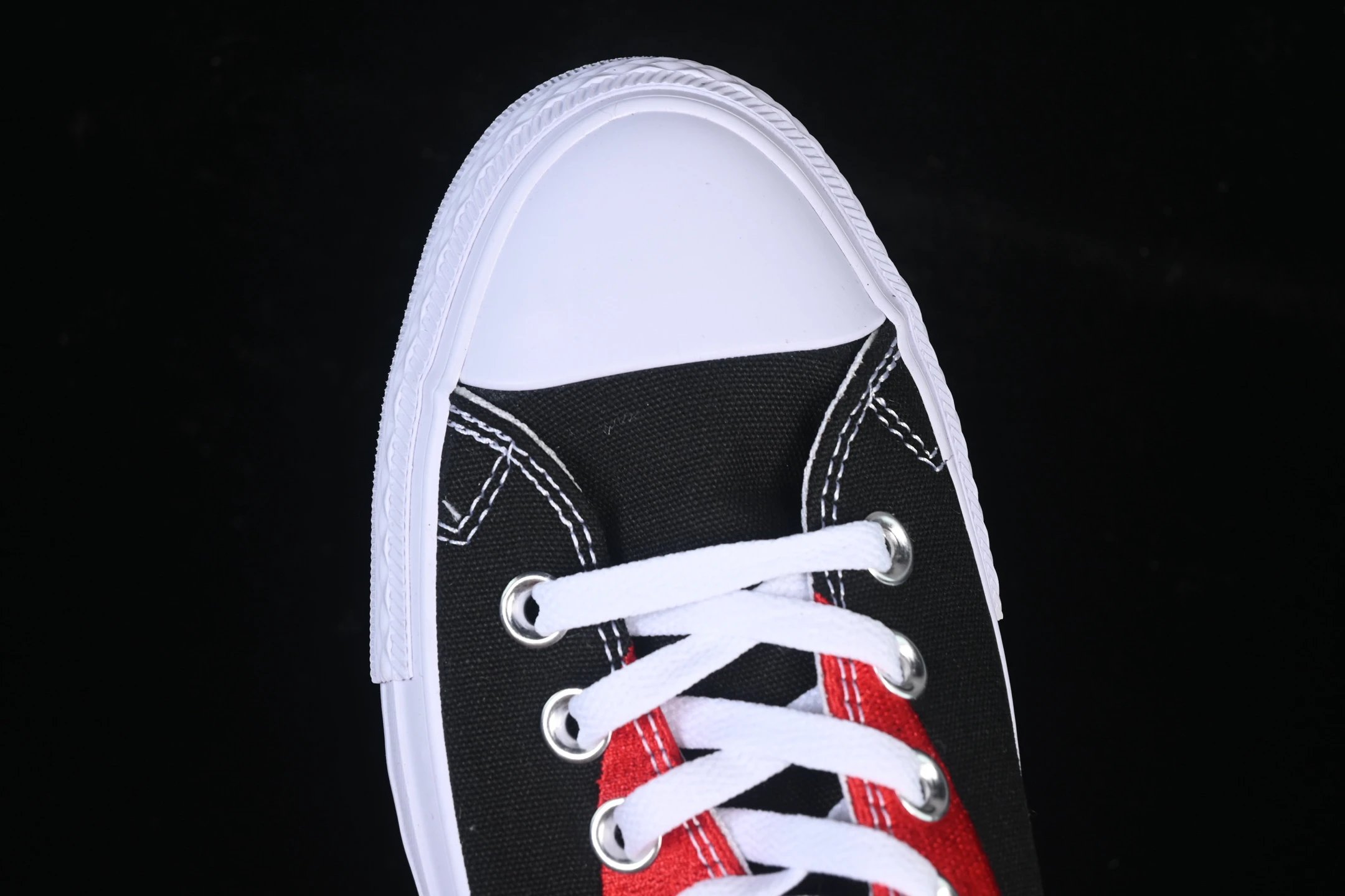 Vintage Canvas High Top Sneakers Crimson Black - Gallery Image 7 - Detailed View