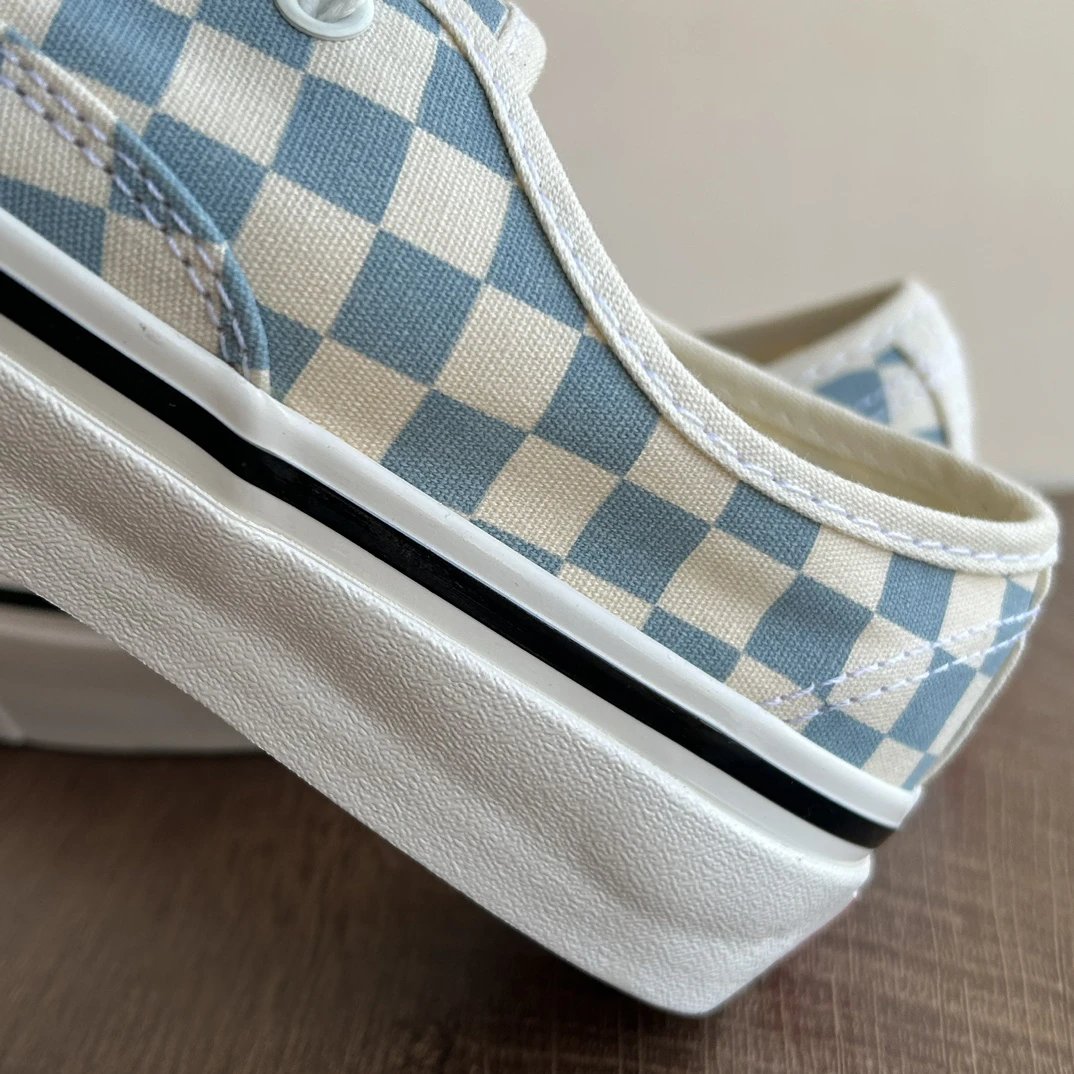 Checkerboard Canvas Low Top Skate Shoes Milk Blue - Gallery Image 5 - Detailed View