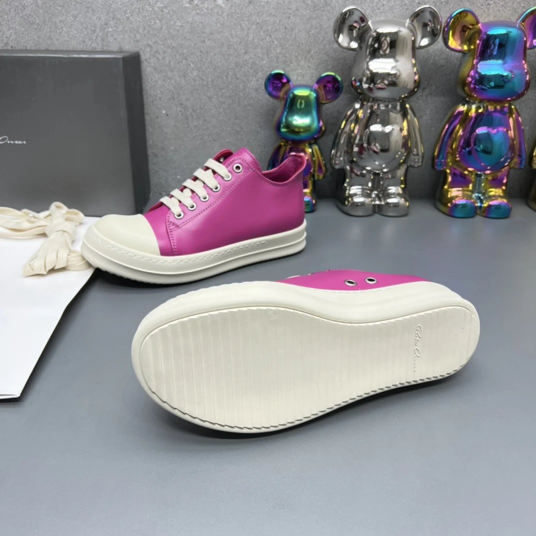 Rick Owens Leather Sneakers Purple - Gallery Image 9 - Detailed View