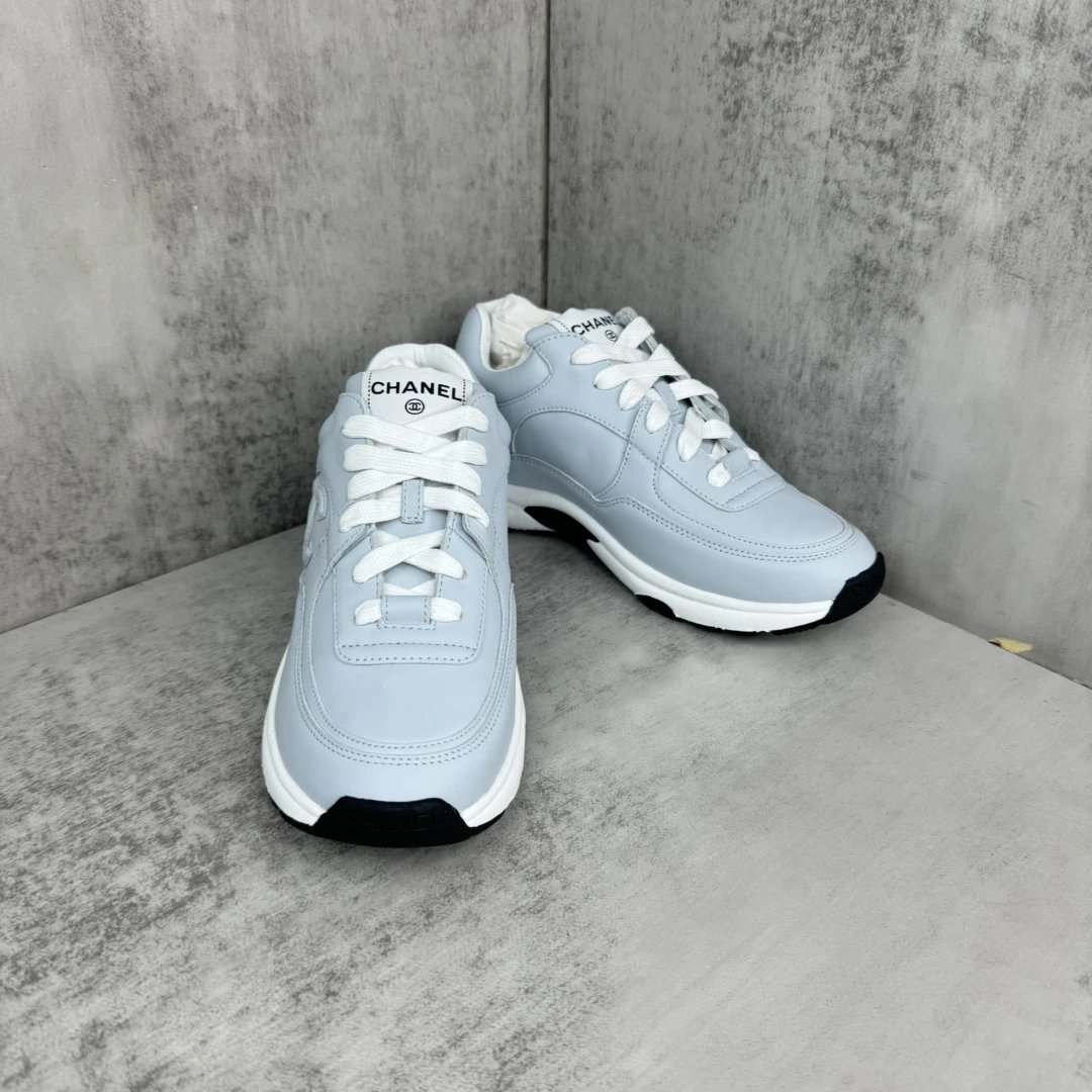 Luxury Leather Low Top Sneakers Women Panda Grey - Gallery Image 2 - Detailed View