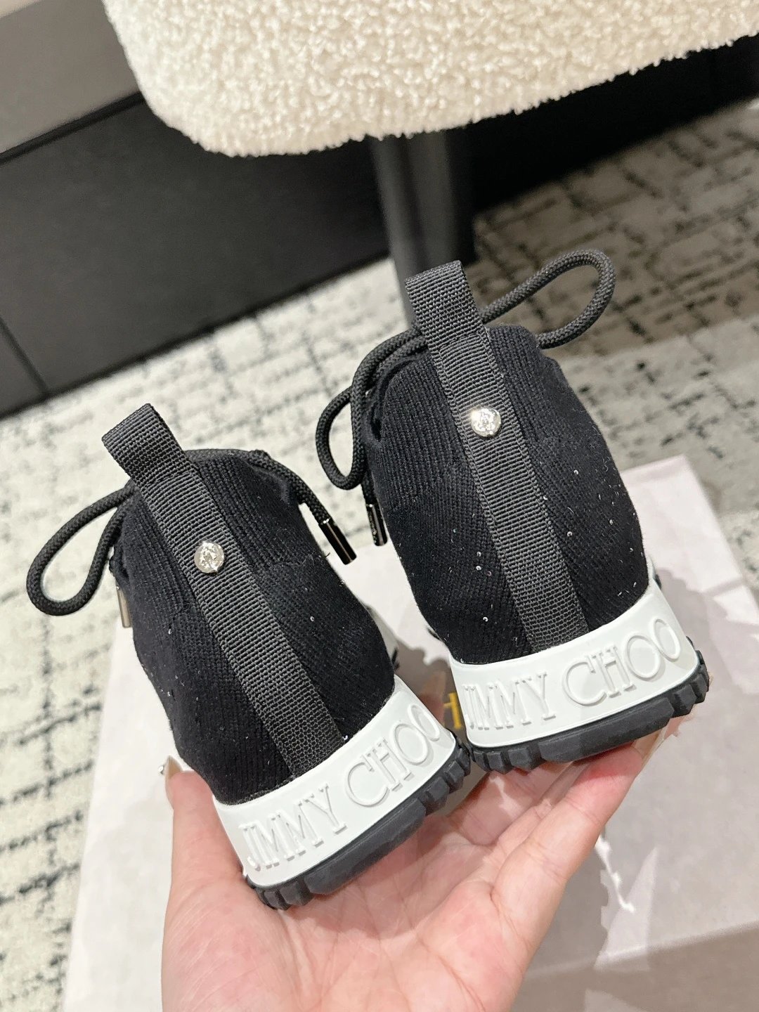 Jimmy Choo Knit Sneakers Black - Gallery Image 7 - Detailed View