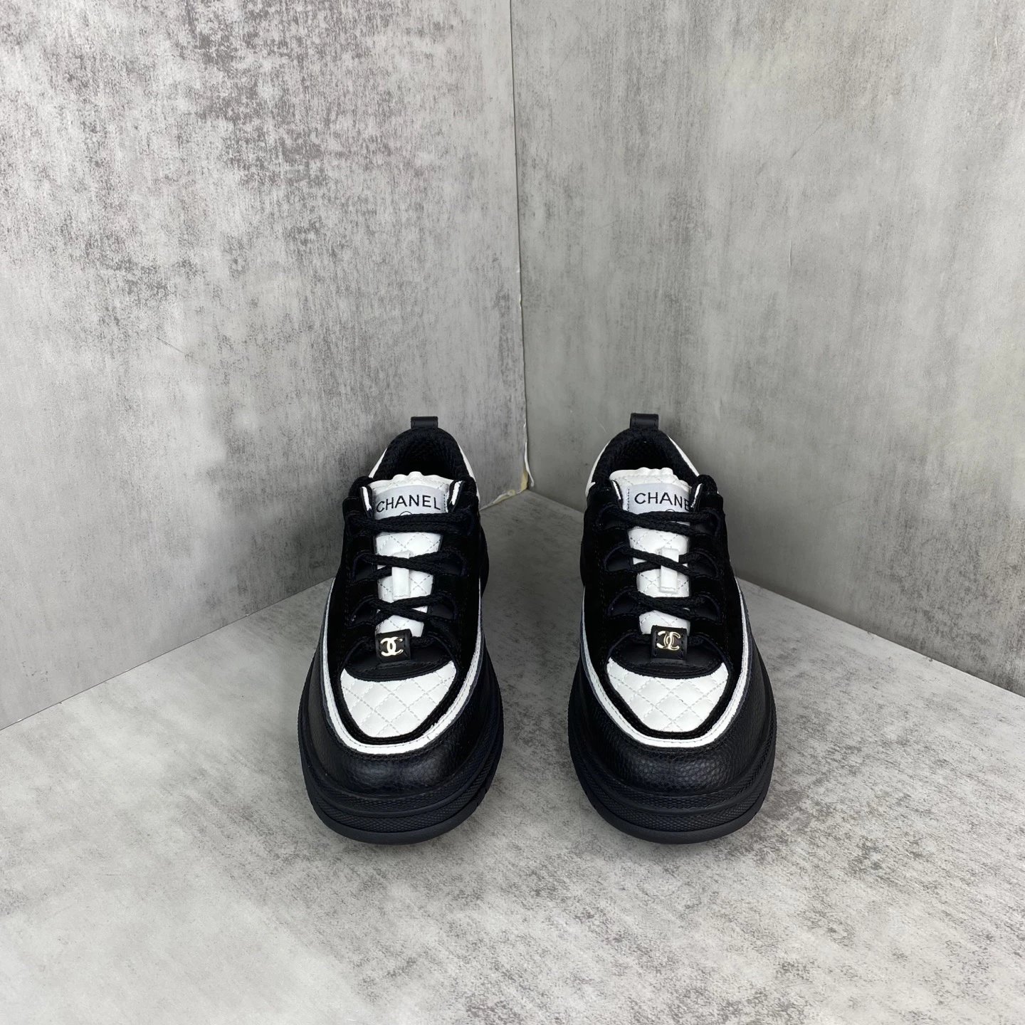 25SS Panda Low Top Sneakers Leather Black Ivory - Gallery Image 4 - Detailed View