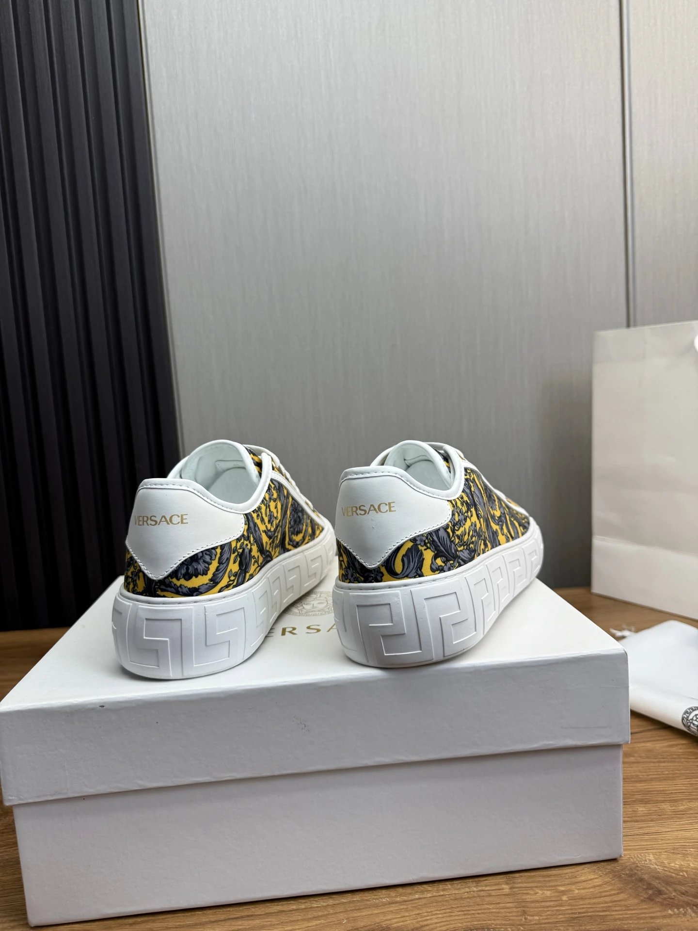 Baroque Leather Sneakers Amber Gold - Gallery Image 5 - Detailed View