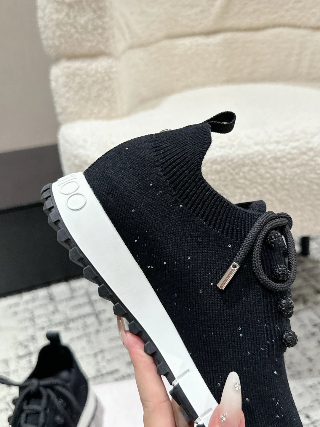 Jimmy Choo Knit Sneakers Black - Gallery Image 8 - Detailed View