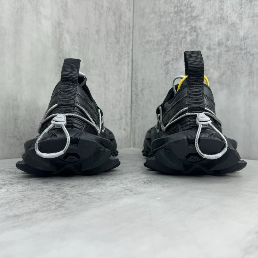 Chunky Mesh Trail Sneakers with Rugged Sole Jet Black - Gallery Image 5 - Detailed View