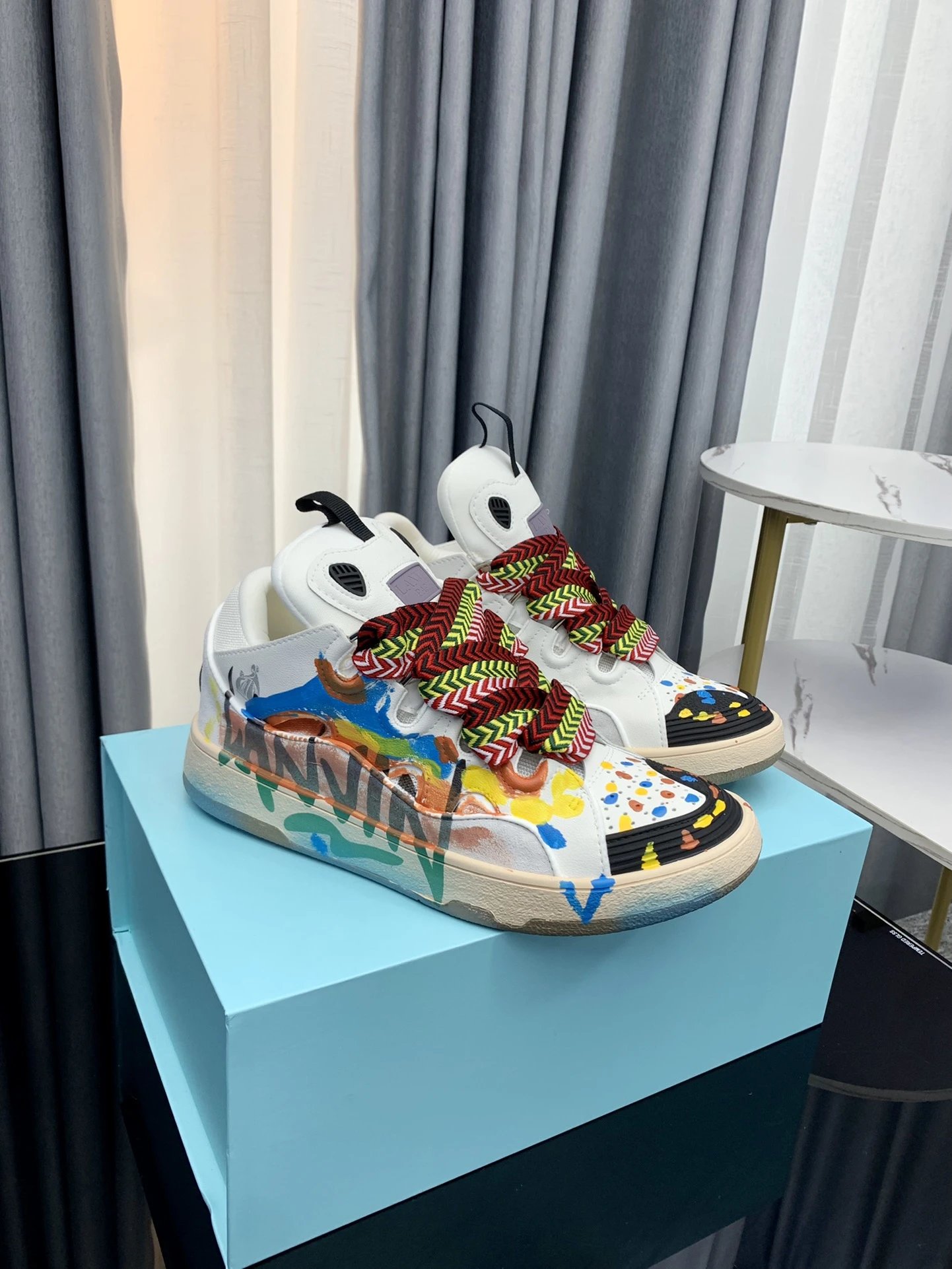 Lanvin Casual Sneakers White/Graffiti - Gallery Image 7 - Detailed View