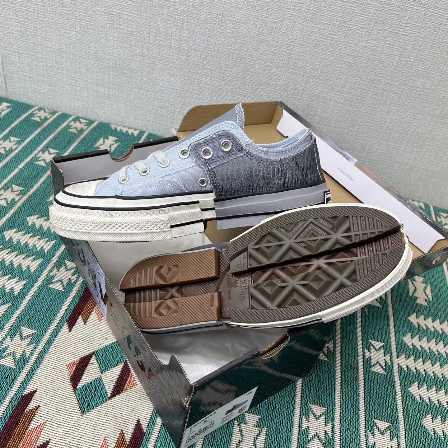 Deconstructed Canvas Low Top Sneakers Gradient Ash Blue - Gallery Image 3 - Detailed View