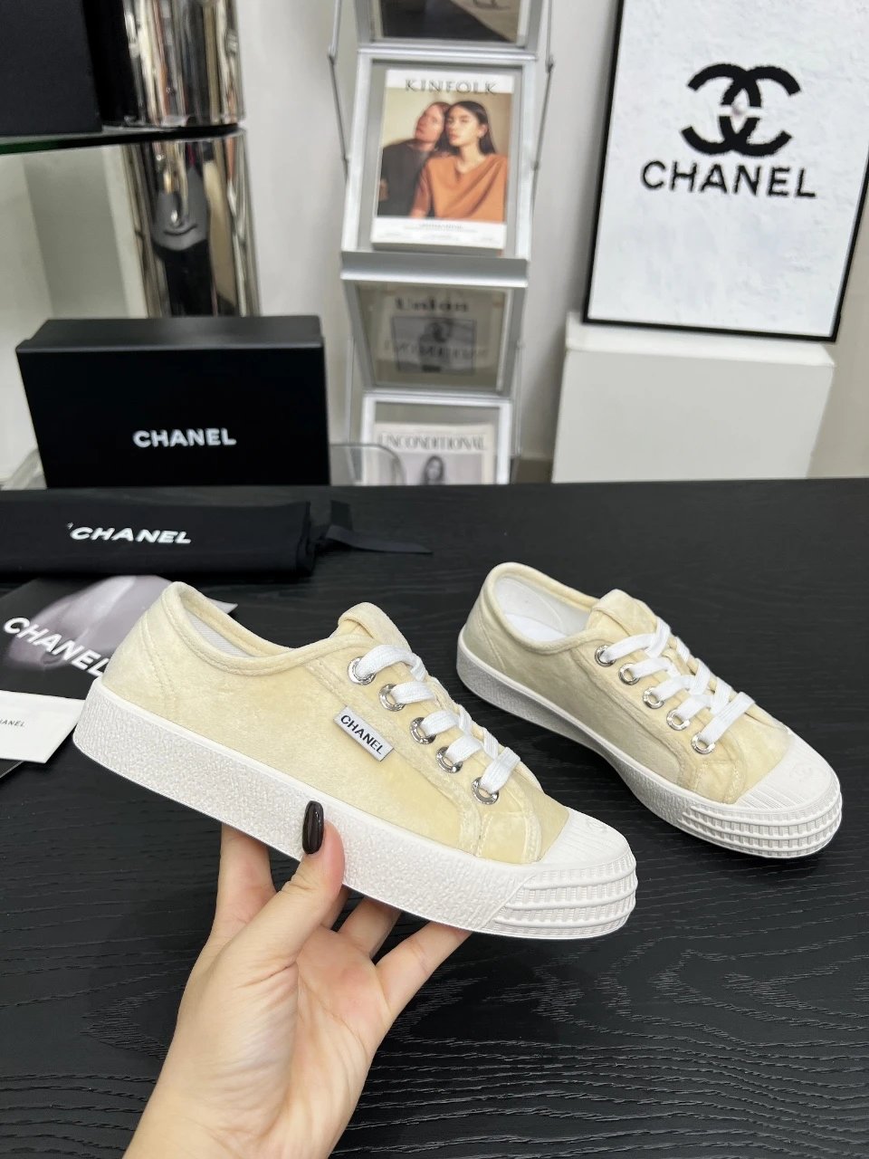 Chanel Vintage Beige Sneakers - Gallery Image 3 - Detailed View