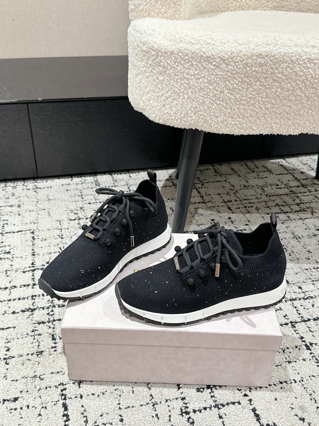 Jimmy Choo Knit Sneakers Black - Gallery Image 3 - Detailed View