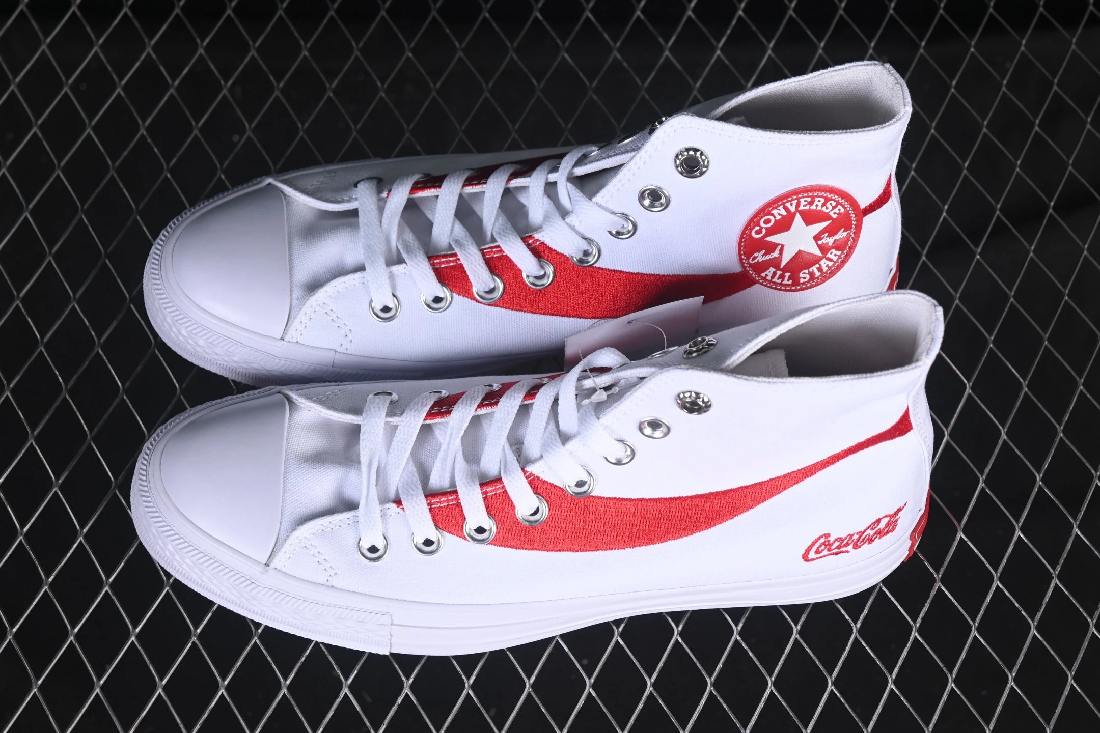 Retro High Top Canvas Sneakers Scarlet White - Gallery Image 5 - Detailed View
