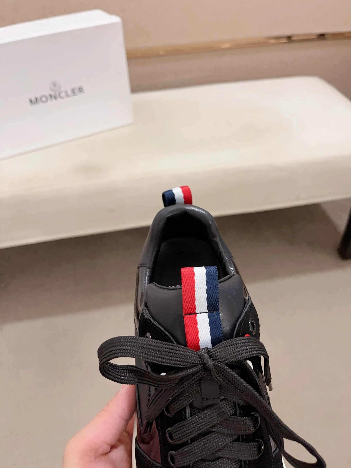 Moncler Lunarove Black Sneakers White sole - Gallery Image 6 - Detailed View