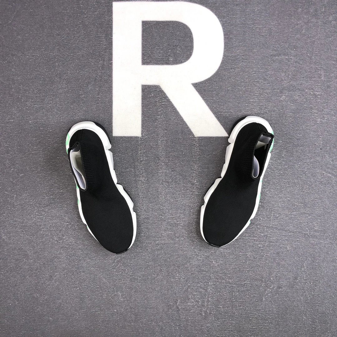 Unisex Knit Sock Sneakers with TPU Sole in Jet Black Mint - Gallery Image 4 - Detailed View