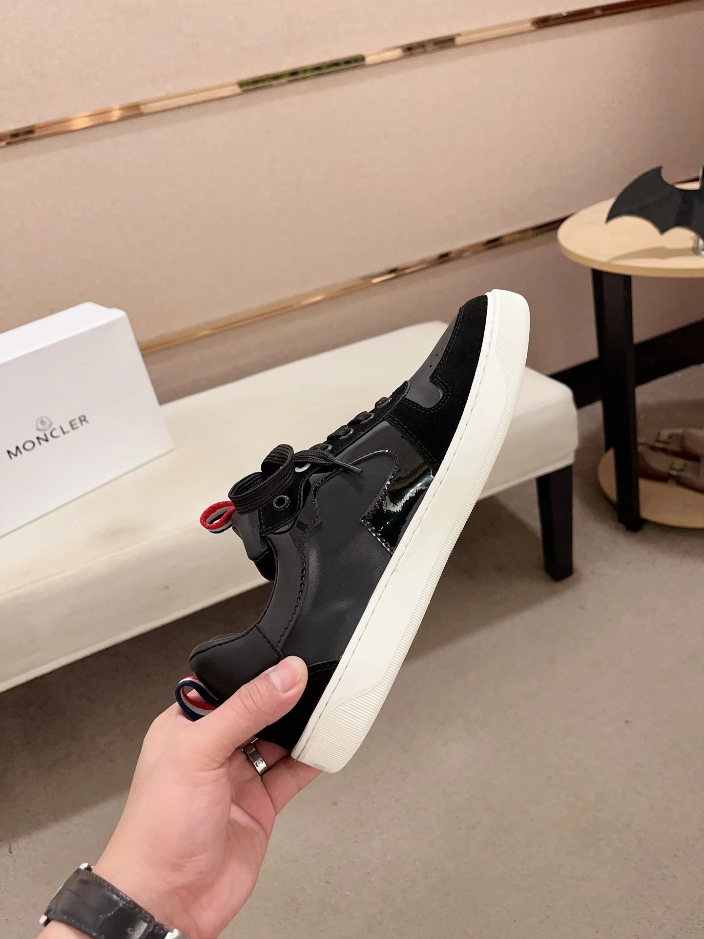 Moncler Lunarove Black Sneakers White sole - Gallery Image 5 - Detailed View