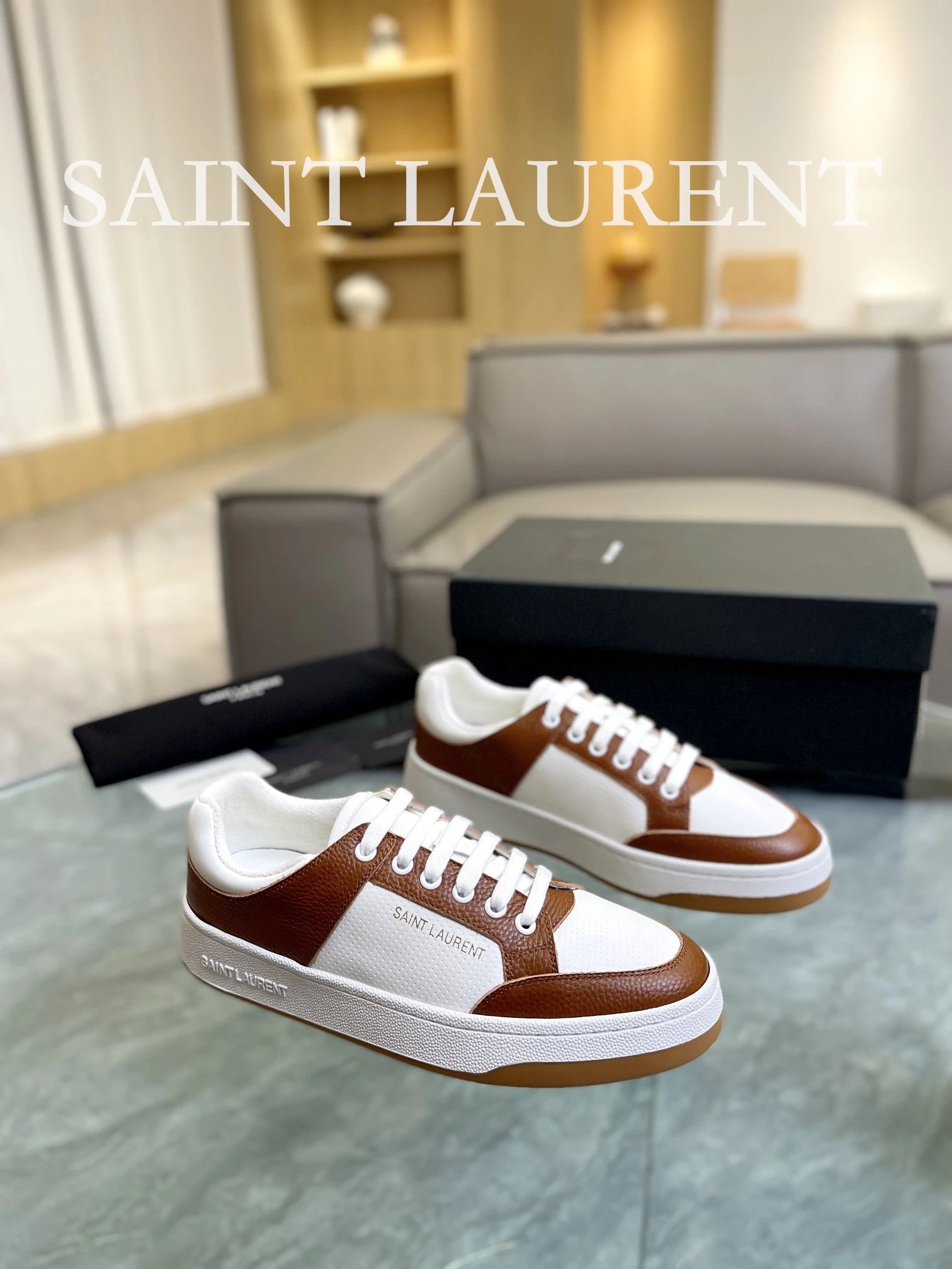 Saint Laurent Leather Shoes Brown - Gallery Image 1 - Detailed View