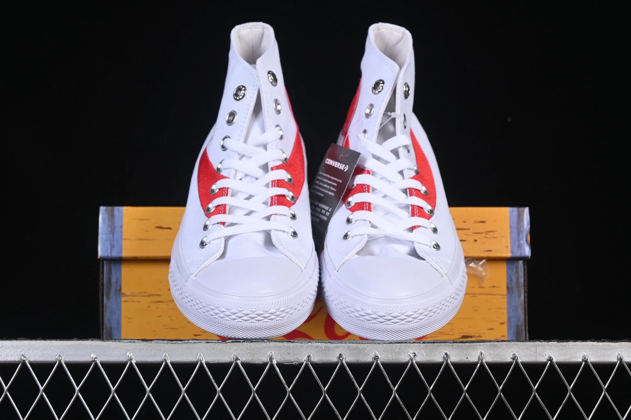 Retro High Top Canvas Sneakers Scarlet White - Gallery Image 4 - Detailed View
