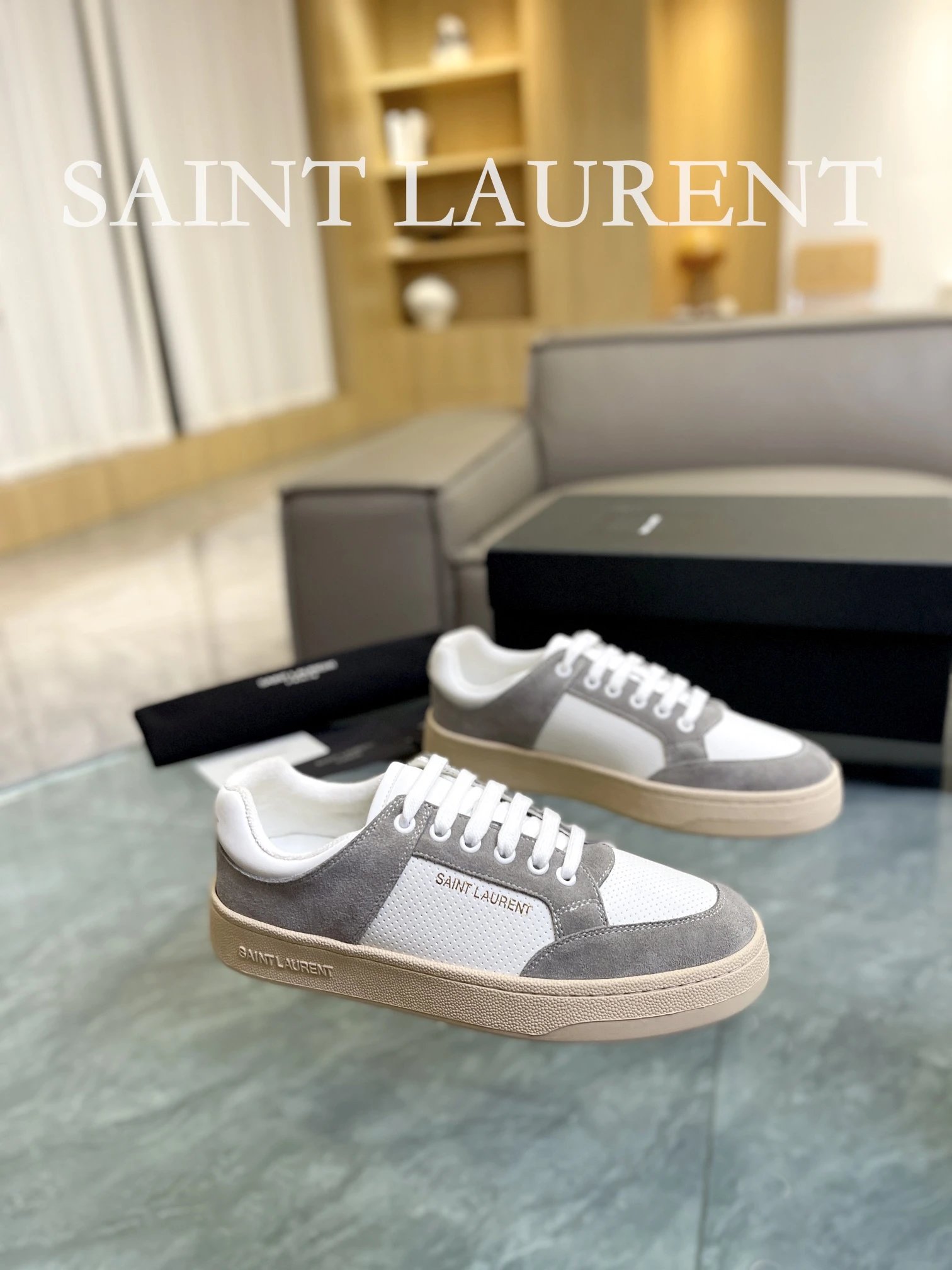 Saint Laurent Perforated Sneakers Grey - Related Product - Cnfans