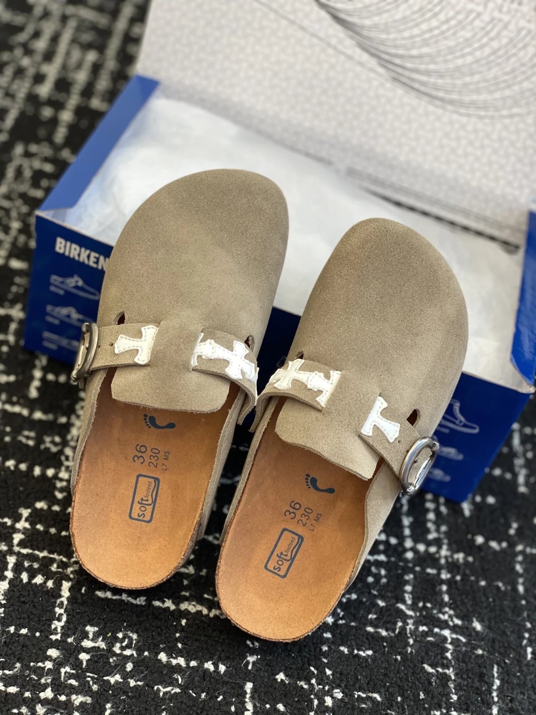 Birkenstock x Chrome Heart Suede Clogs Beige - Gallery Image 4 - Detailed View