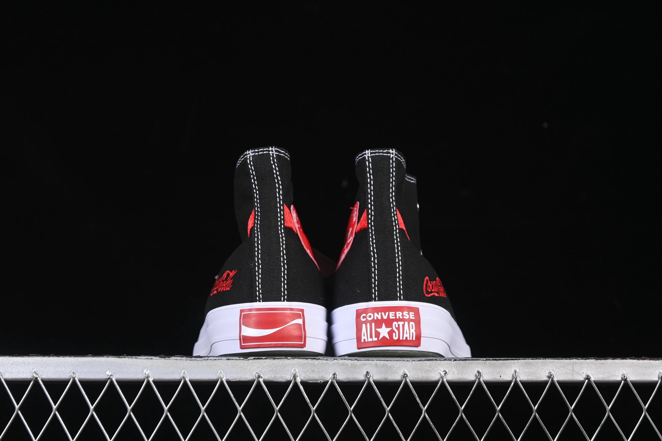 Vintage Canvas High Top Sneakers Crimson Black - Gallery Image 6 - Detailed View