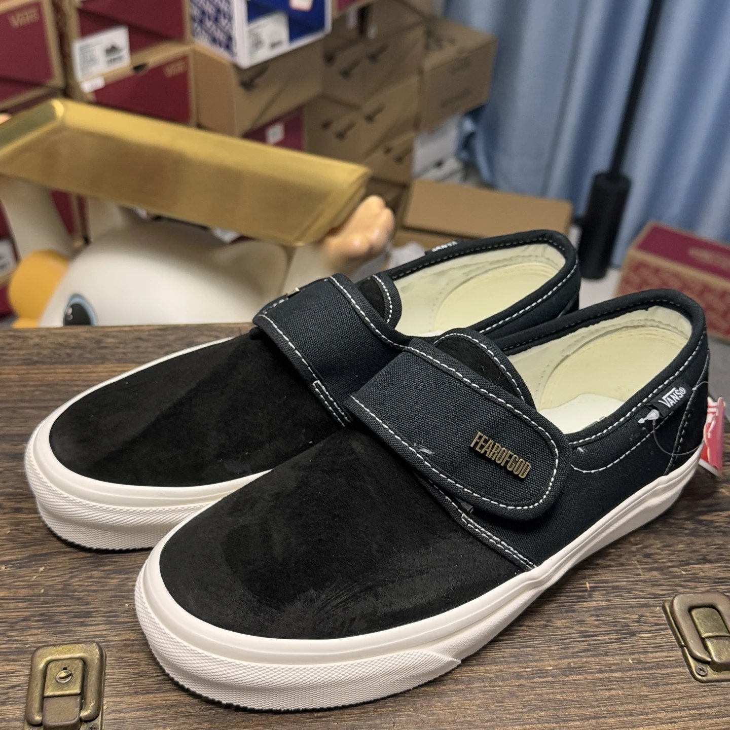 Suede Slip On Sneakers Jet Black - Gallery Image 4 - Detailed View
