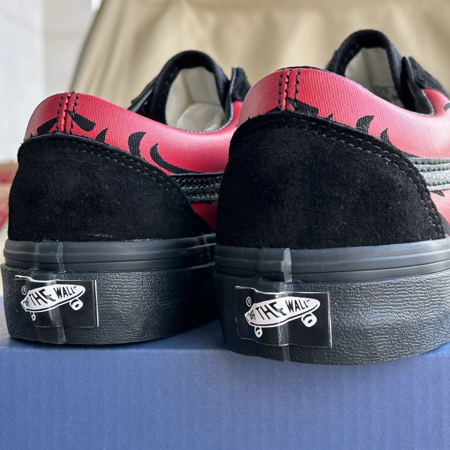 Low Top Skate Shoes Flame Black Crimson - Gallery Image 6 - Detailed View