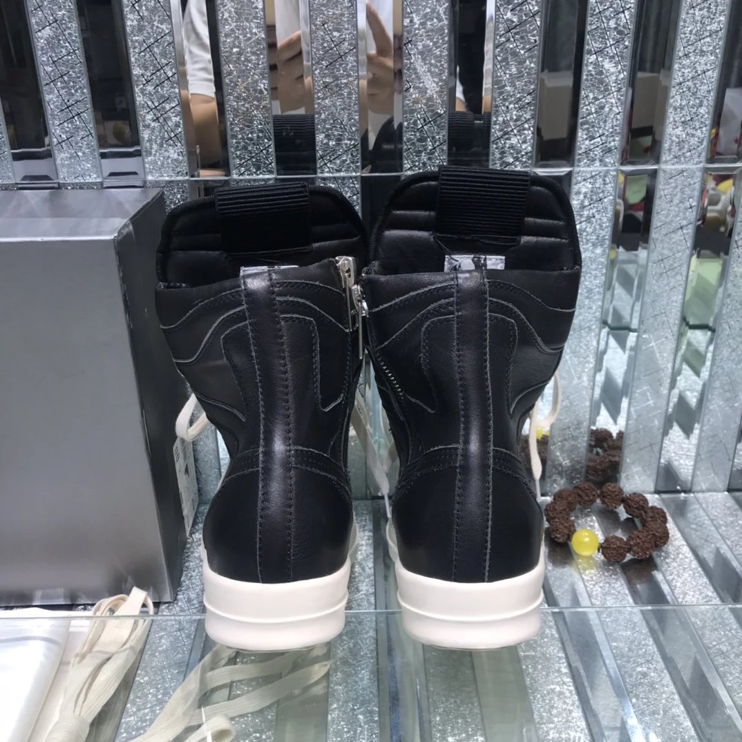 Rick Owens Geobasket Triangular High-Top Sneakers Black  - Gallery Image 7 - Detailed View