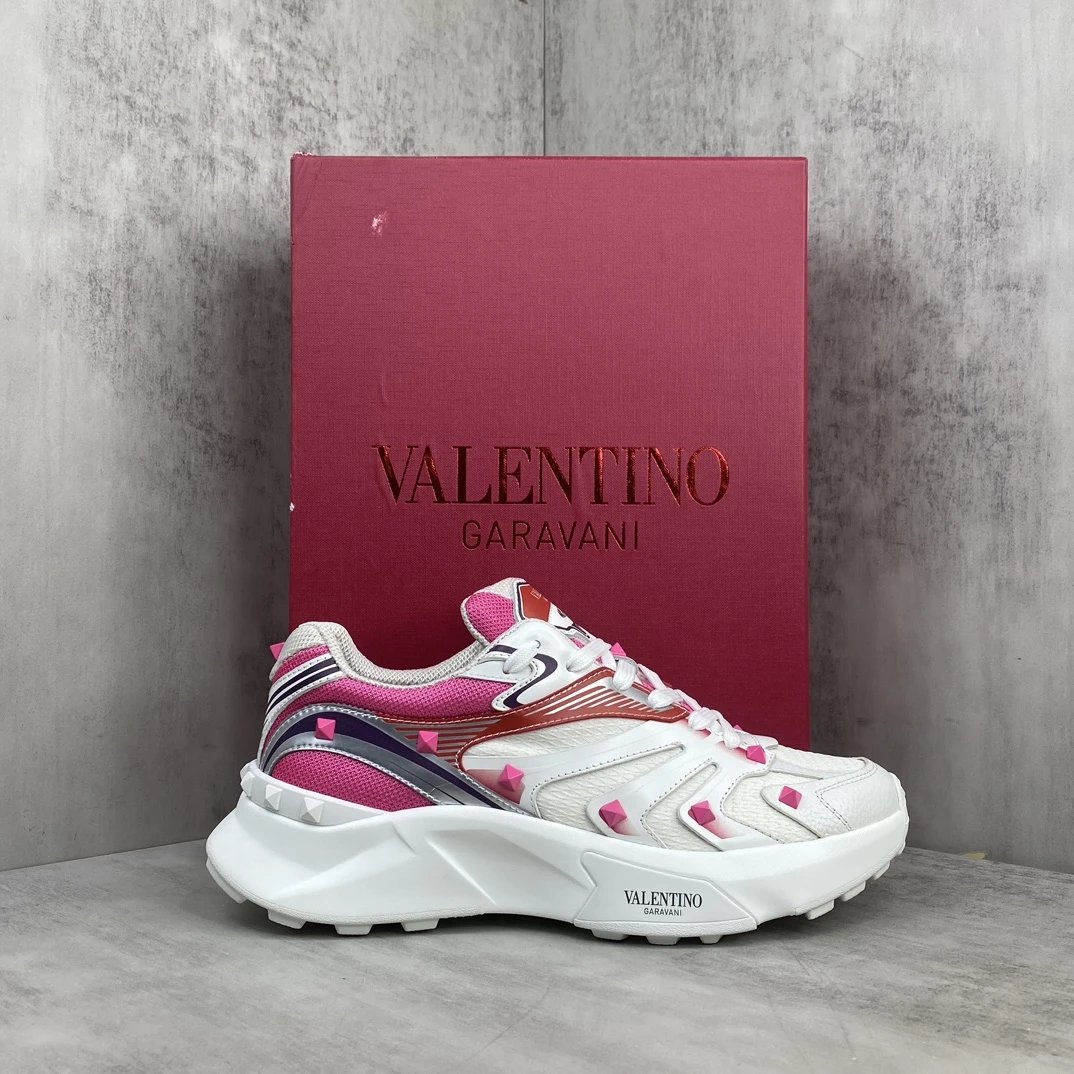 Chunky Leather Mesh Sneakers Fuchsia Pink - Gallery Image 1 - Detailed View