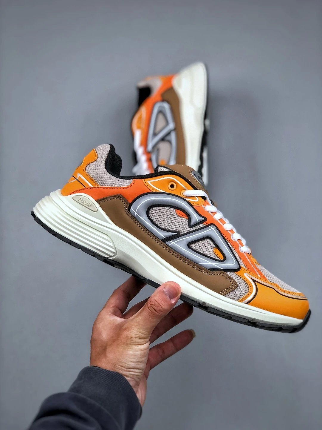 Dad Sneakers Mesh Brown-Orange - Gallery Image 4 - Detailed View