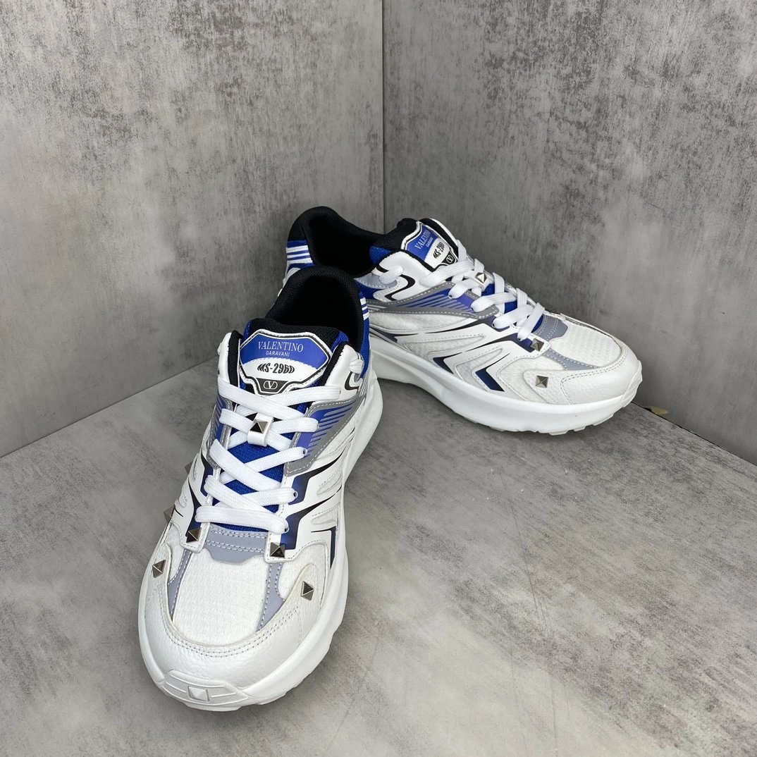 Chunky Leather Running Sneakers White Sapphire - Gallery Image 2 - Detailed View