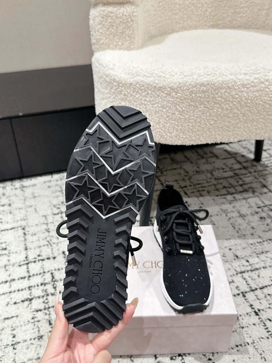 Jimmy Choo Knit Sneakers Black - Gallery Image 9 - Detailed View