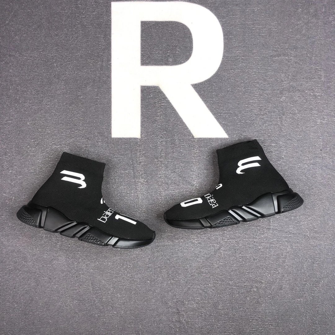 Unisex Speed Sock Sneakers Breathable Knit Black - Gallery Image 5 - Detailed View