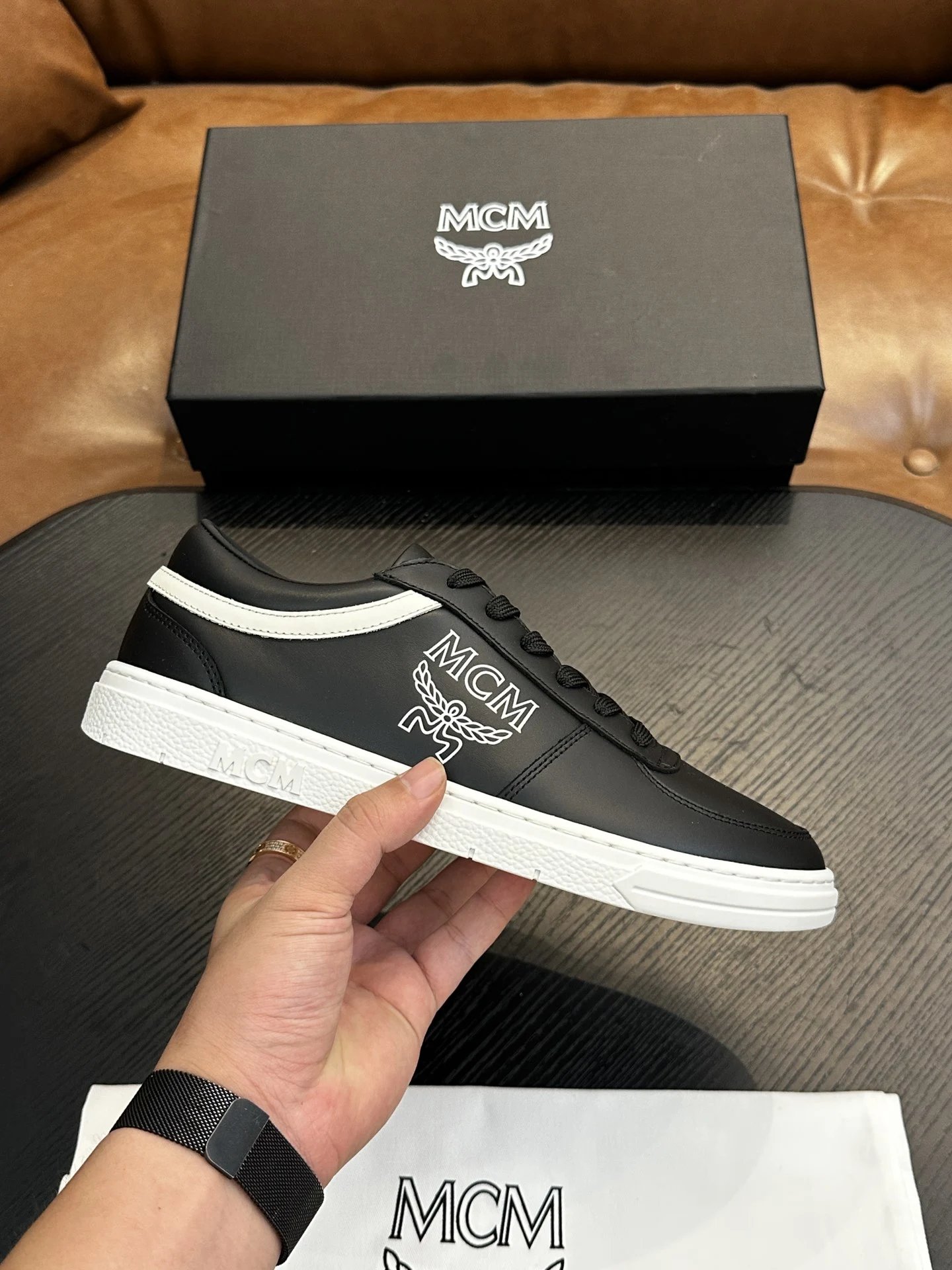 MCM Skystream Cubic Monogram Jacquard Sneaker Black - High Quality Product Image - Cnfans