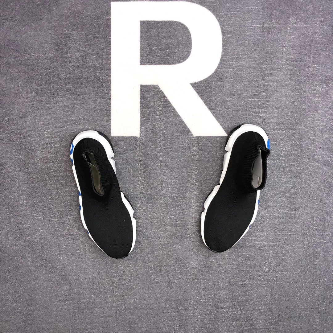 Unisex Sock Sneakers Knit Mesh Speed Runner Midnight Blue - Gallery Image 4 - Detailed View