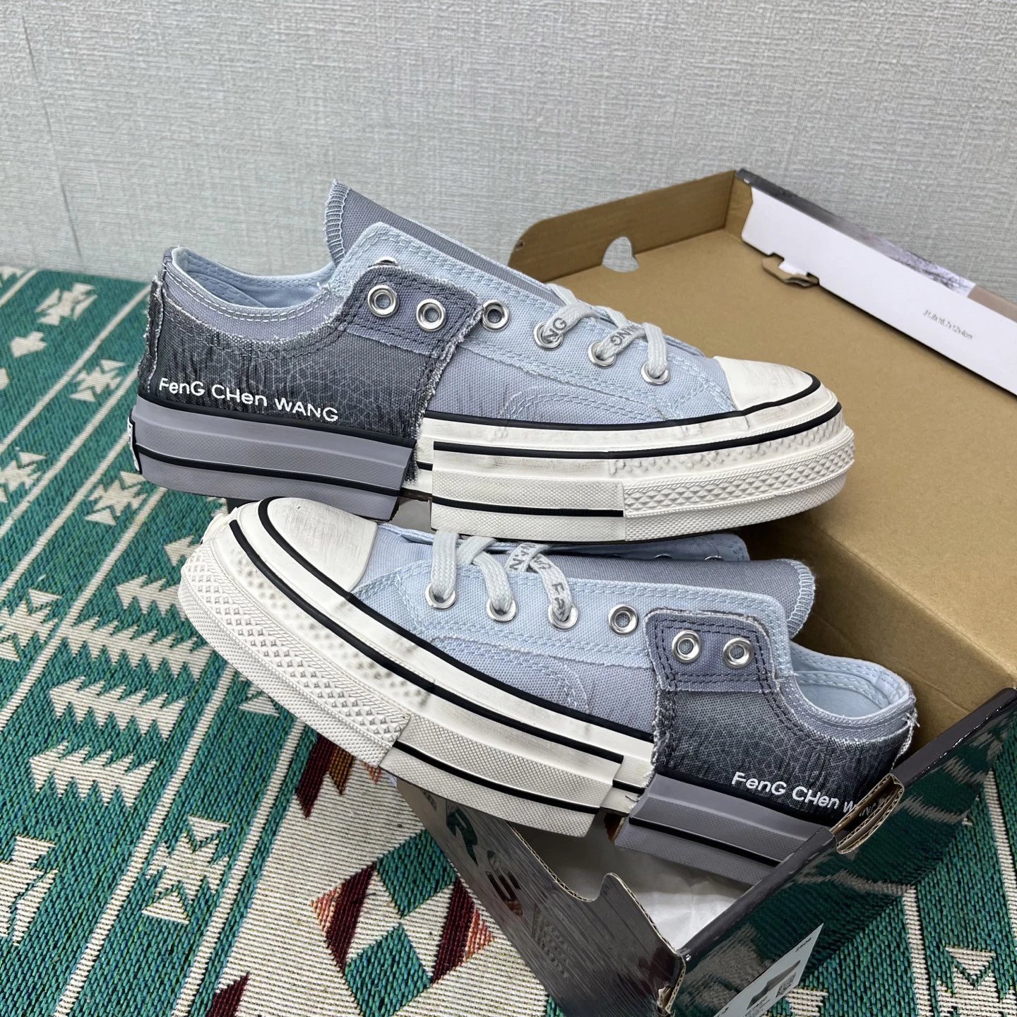 Deconstructed Canvas Low Top Sneakers Gradient Ash Blue - Gallery Image 2 - Detailed View