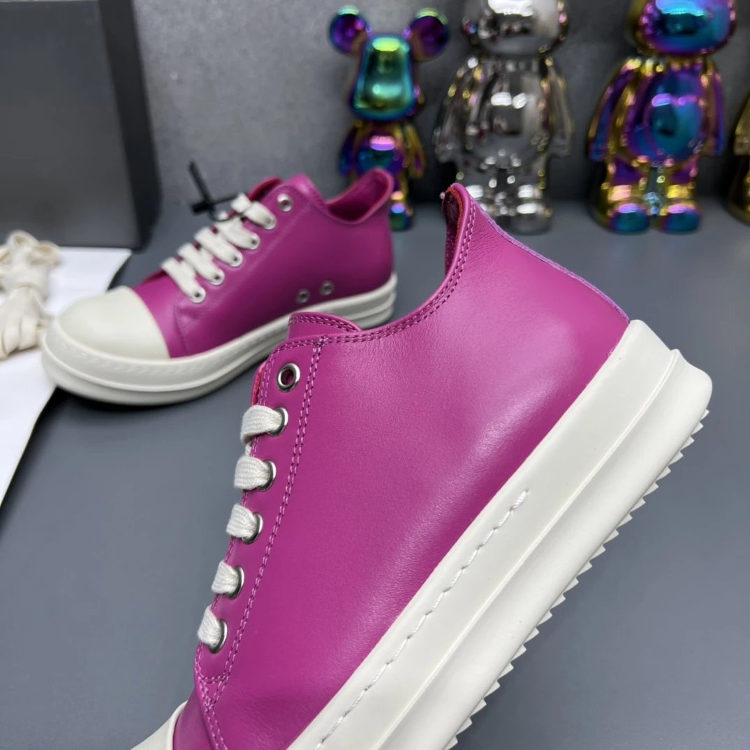 Rick Owens Leather Sneakers Purple - Gallery Image 5 - Detailed View