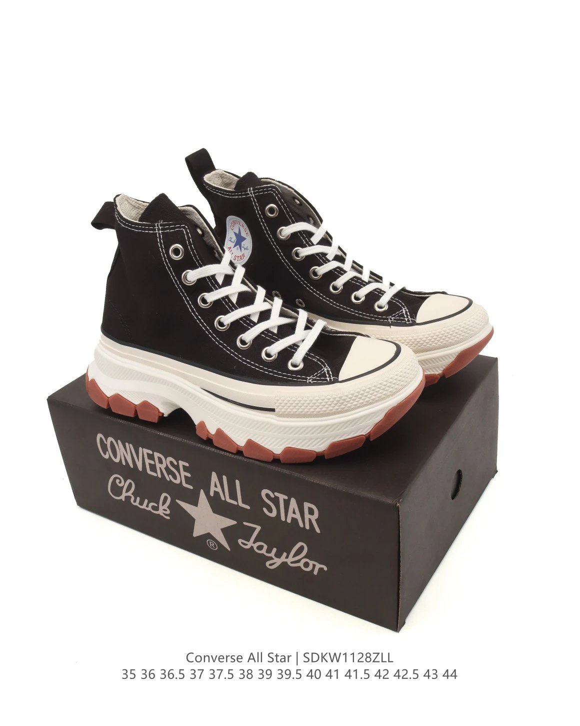 Chunky Canvas High Top Platform Sneakers in Jet Black - Gallery Image 9 - Detailed View