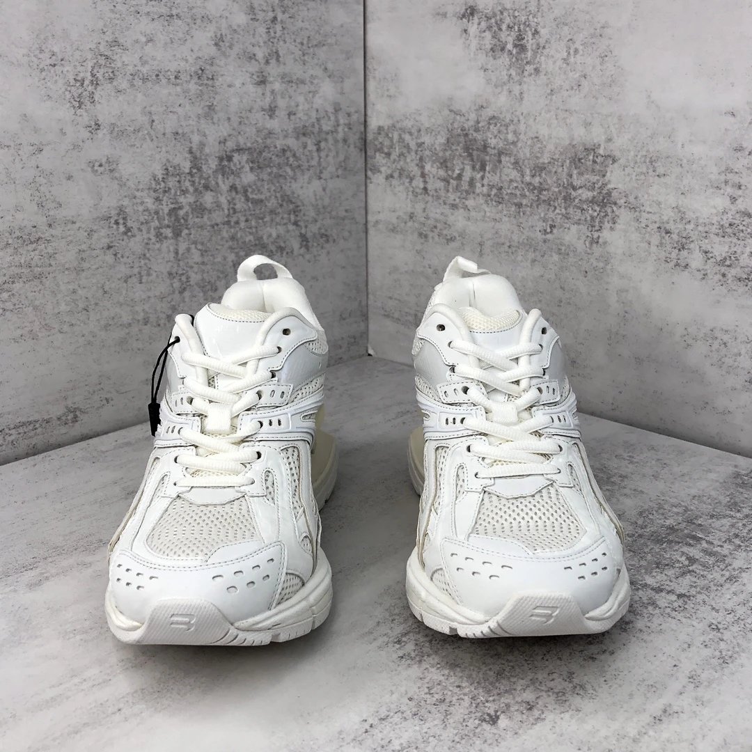 Chunky Mesh Leather X-Pander Sneakers Ivory White - Gallery Image 4 - Detailed View