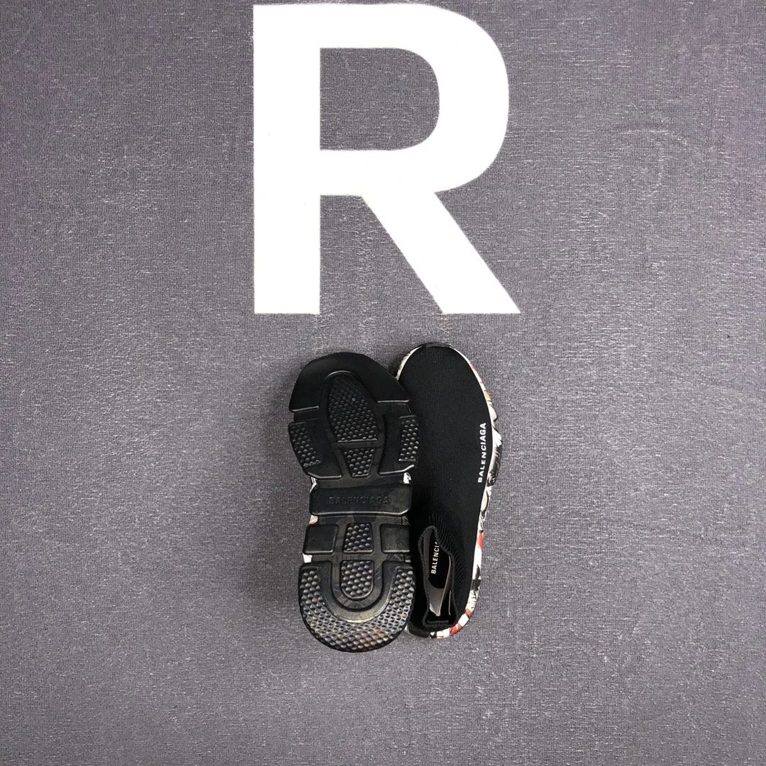 Speed Sock Sneakers Knit Breathable TPU Sole Black Multi - Gallery Image 8 - Detailed View