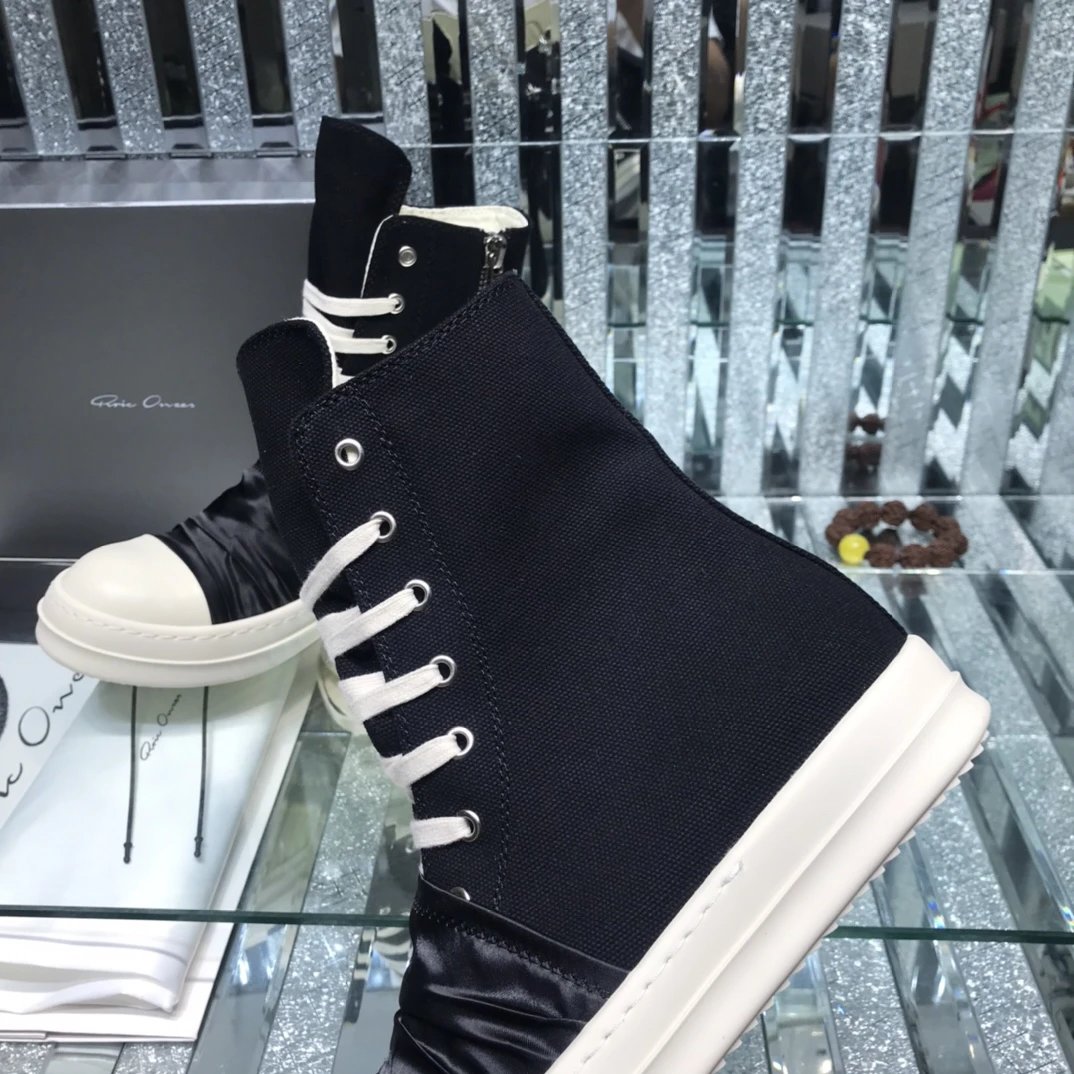 Rick Owens High-Top Pleated Sneakers Black - Gallery Image 5 - Detailed View