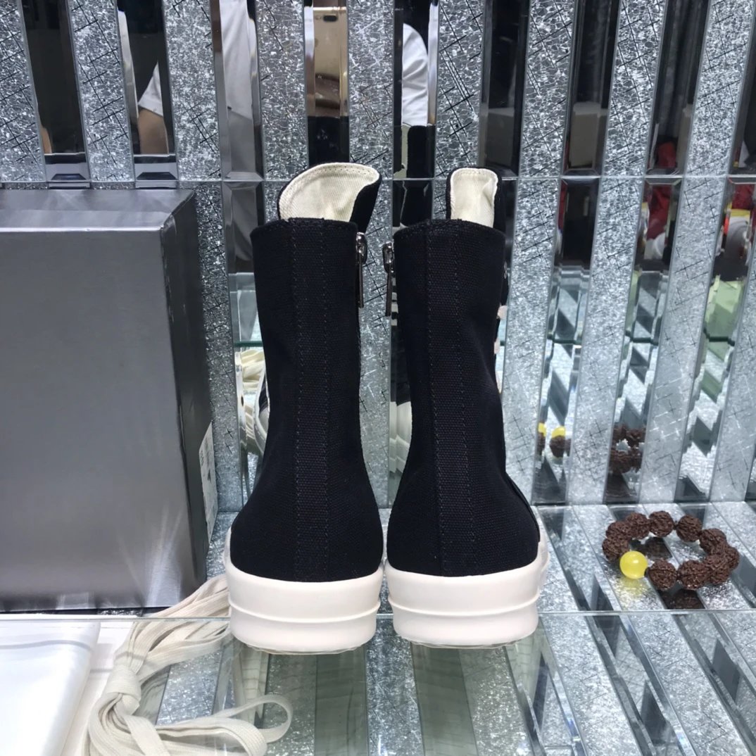 Rick Owens High-Top Pleated Sneakers Black - Gallery Image 7 - Detailed View