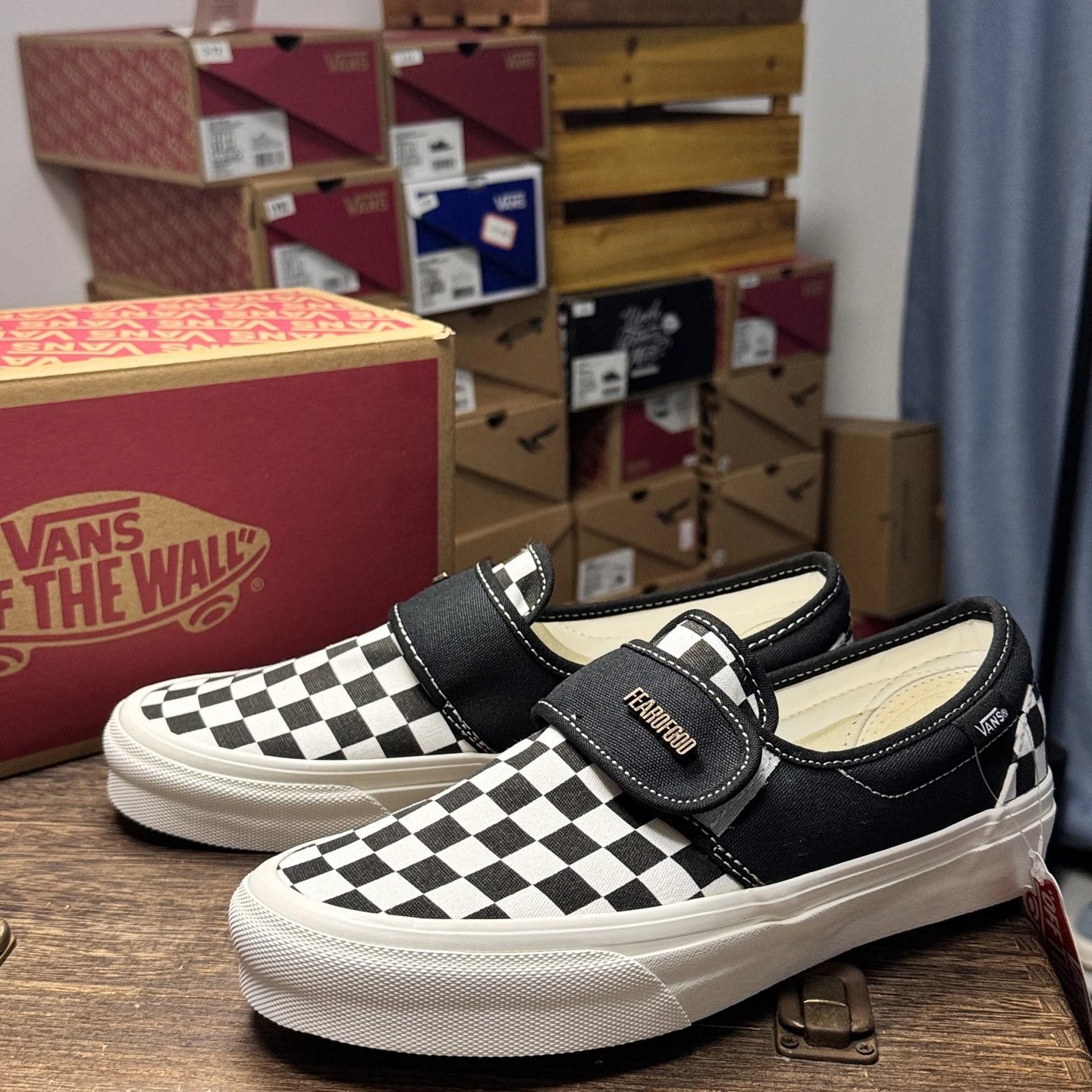 Slip On Skate Shoes Suede Checkered Ivory - Gallery Image 9 - Detailed View